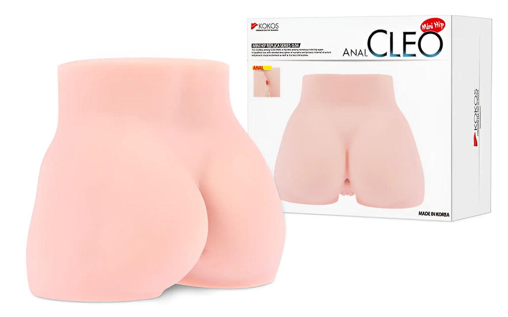 Pink silicone anal toy kokos mini hip cleo anal with smooth realistic buttocks design shown from the back side