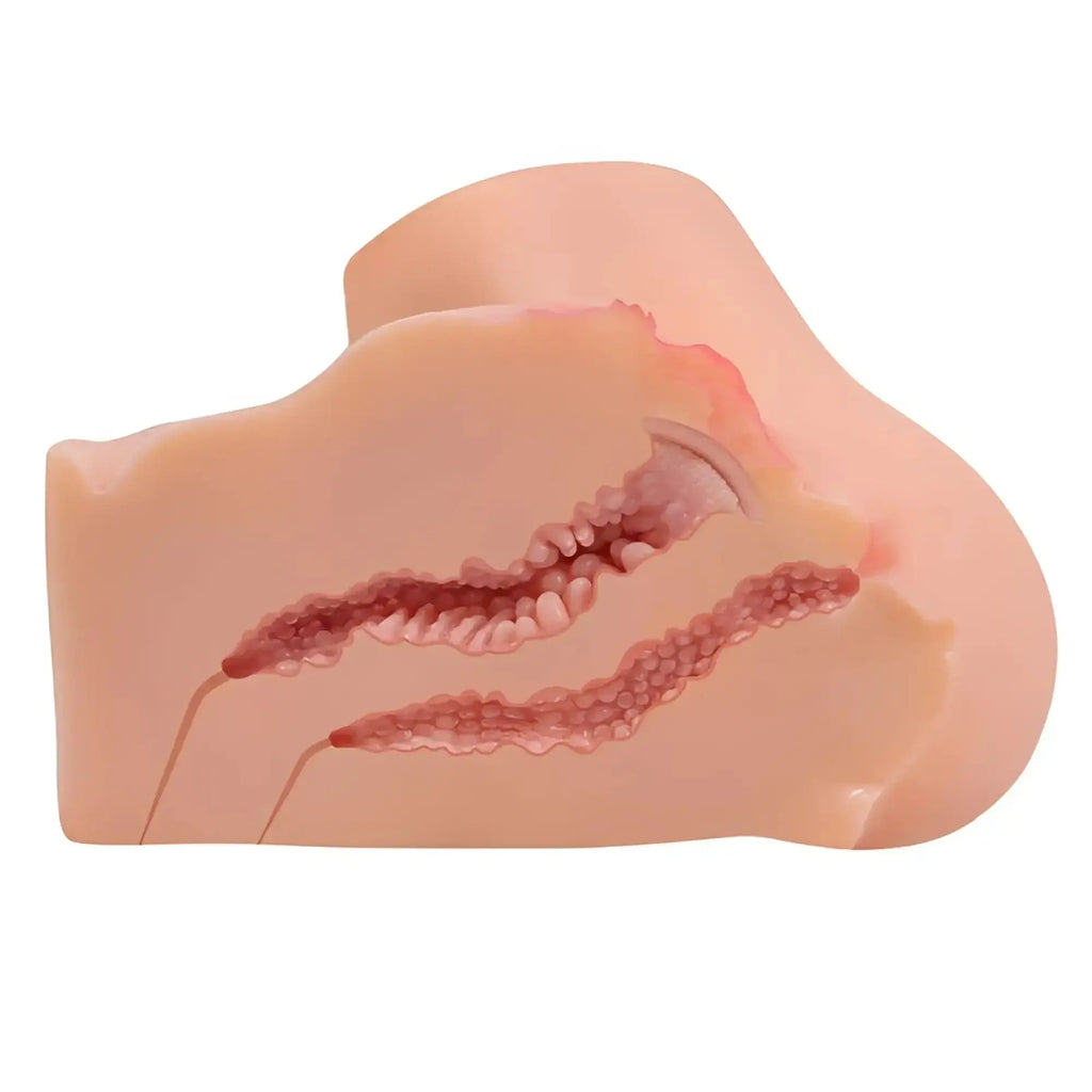Pink silicone anatomical model of a human foot with detailed skin texture and toe joints.