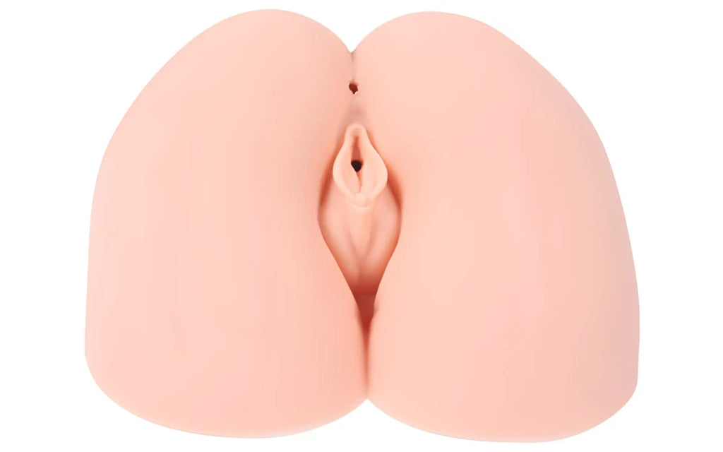 Pink silicone vaginal toy kokos real hip hera 1 to 1 with realistic anatomical design shown from the back side