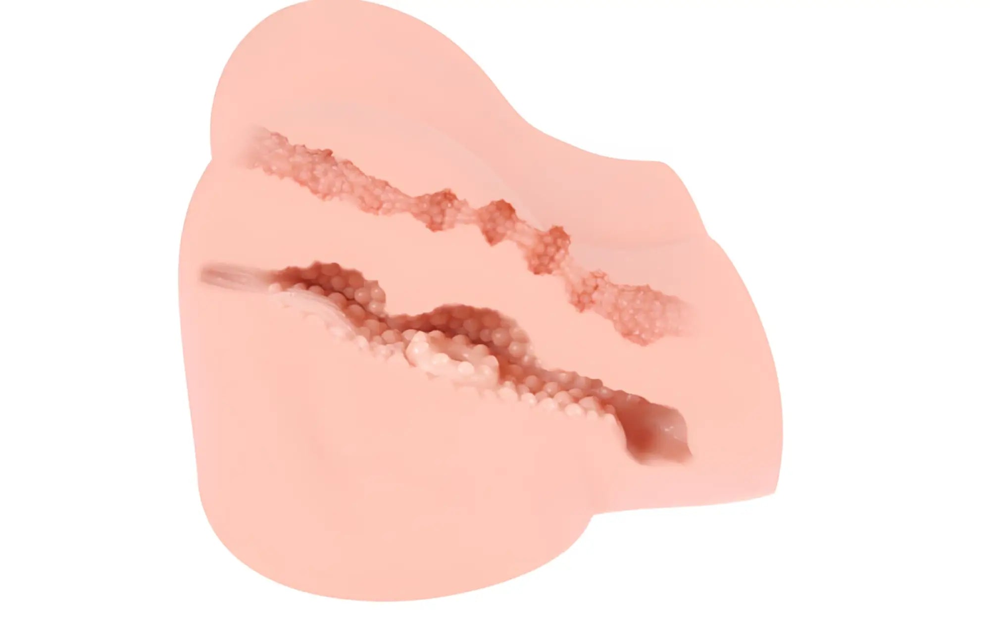 Pink silicone anal plug kokos real hip olivia with textured ridged surface and two distinct grooves