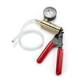 La pump deluxe hand pump with red handles brass body and attached pressure gauge for manual vacuum applications