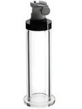 Clear glass syringe with black cap and gray plunger for la pump premium clitoris cylinder 0.5in use