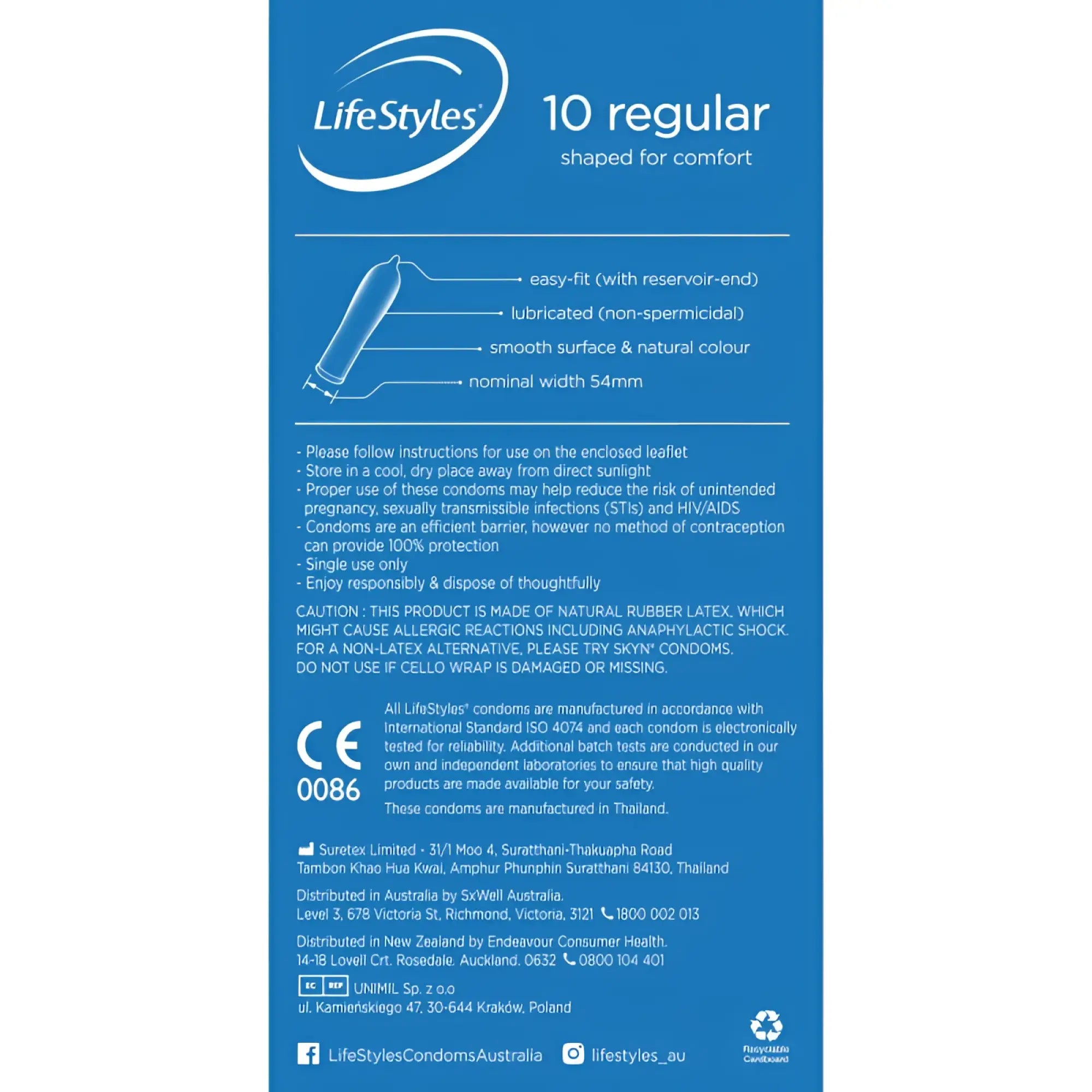 LifeStyles regular condoms 10 pack easy-fit smooth natural color with reservoir-end for reliable protection