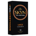 Black rectangular box of LifeStyles SKYN large non-latex condoms with gold lettering and glowing orange design