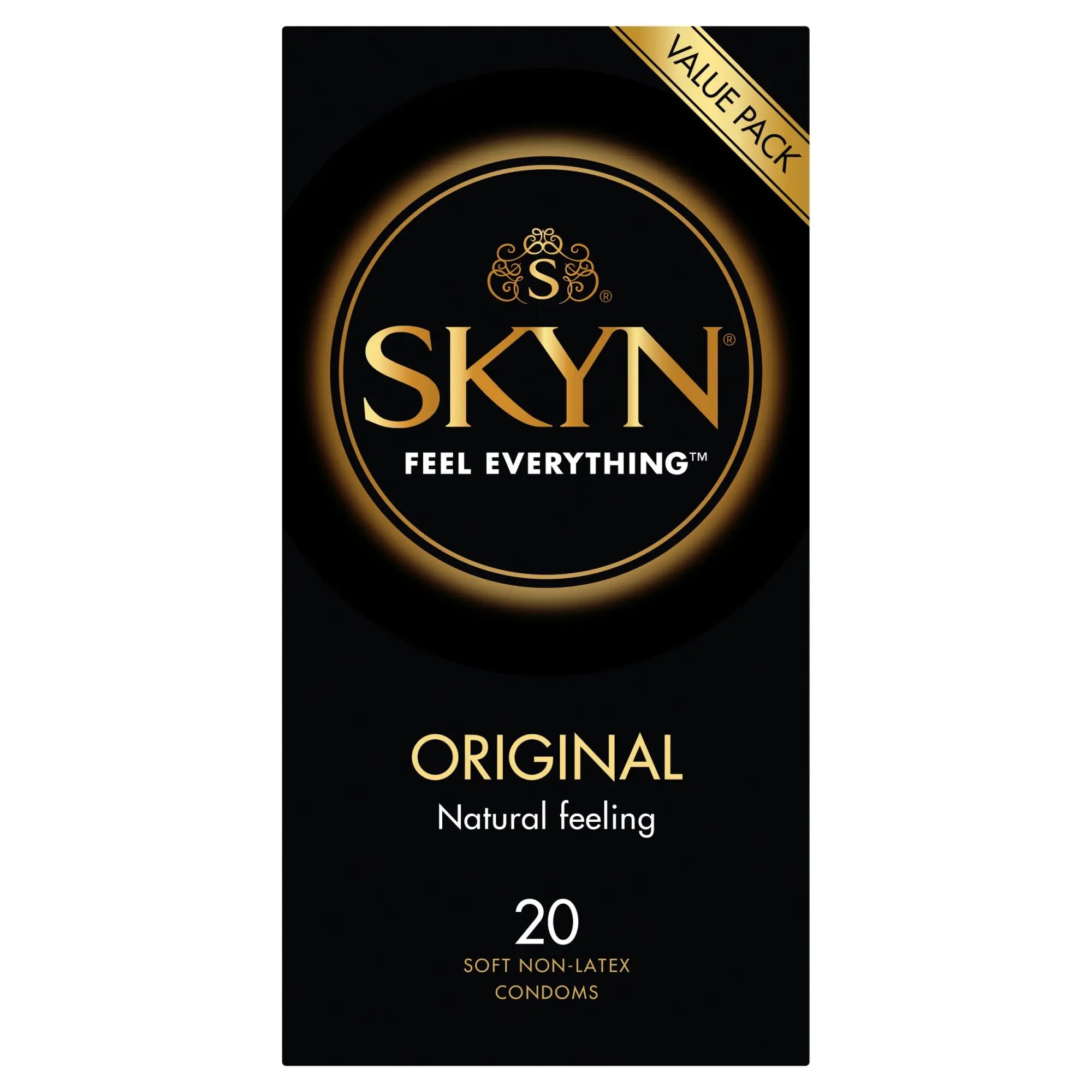 LifeStyles SKYN Original condoms 20 pack black and gold soft non-latex condoms for comfortable protection