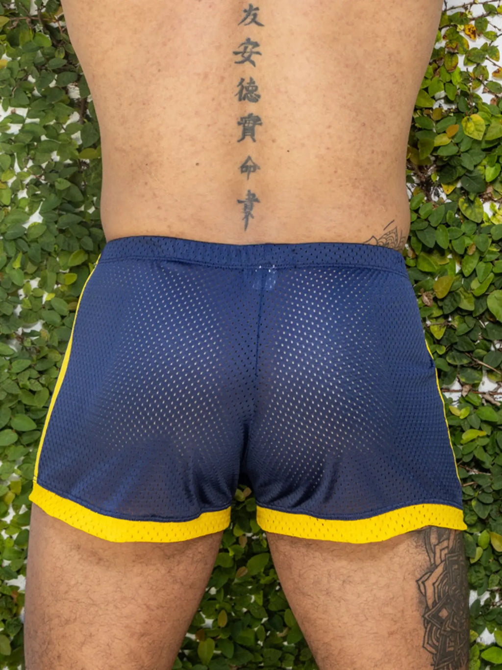 Little boy blue design dan shorts navy blue and yellow mesh athletic shorts with perforated design for active wear