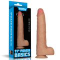 Tan silicone 11-inch vibrating USB power basics dildo by Lovetoy for versatile pleasure and easy charging
