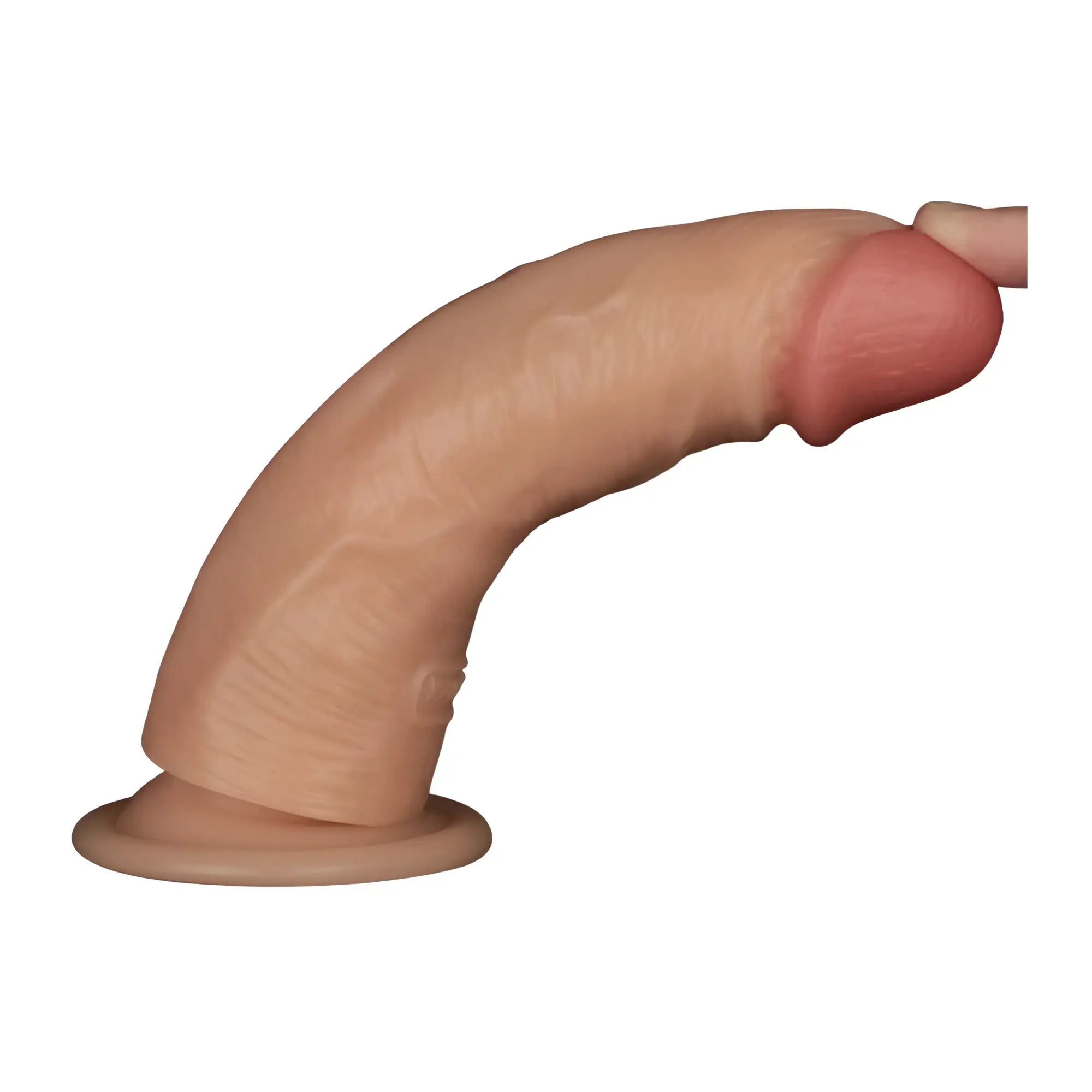 Beige silicone phallus shaped dildo with rounded head and base from lovetoy 7in vibrating USB power basics cock