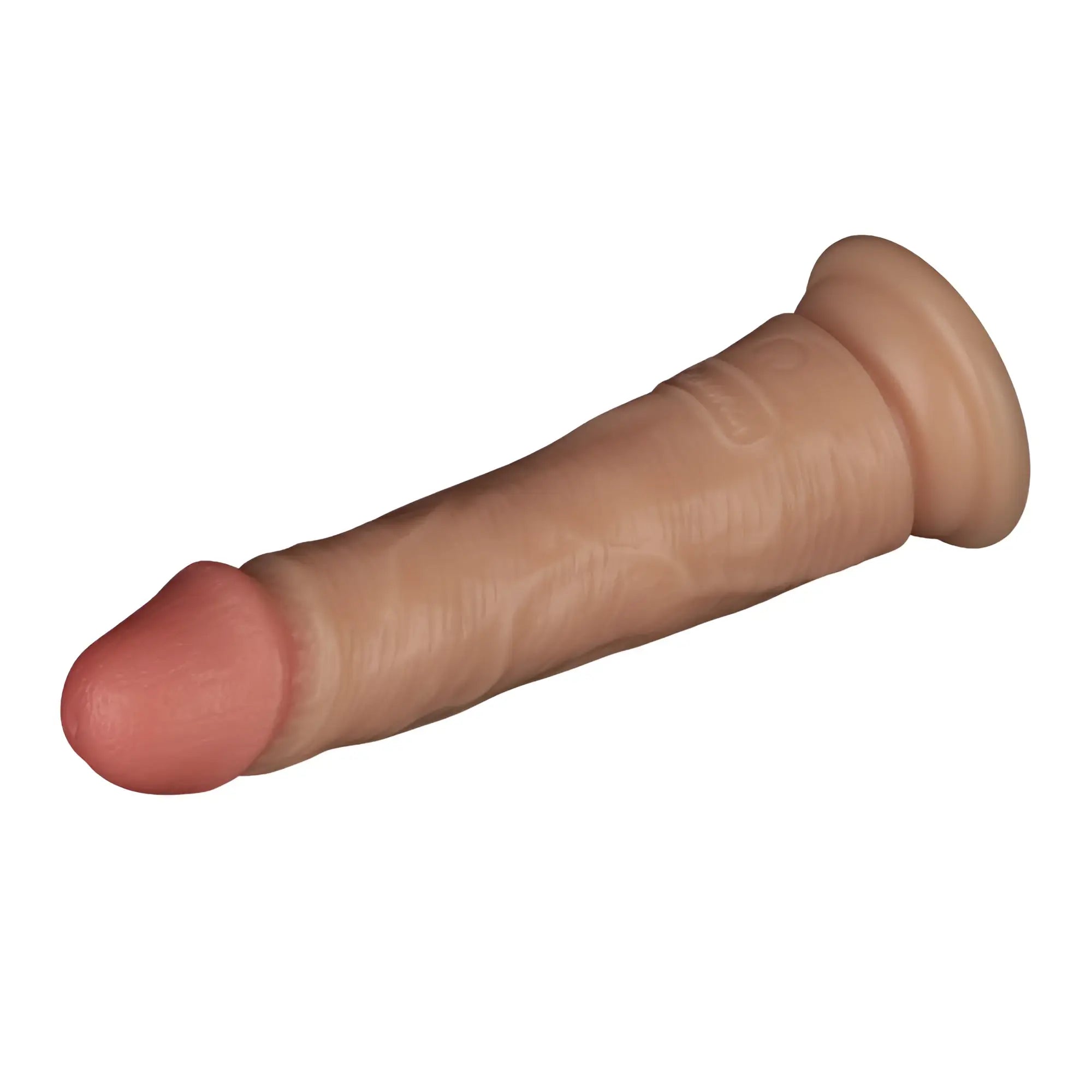 Beige silicone phallus-shaped Lovetoy 7in vibrating USB power basics cock with realistic skin texture and pink tip