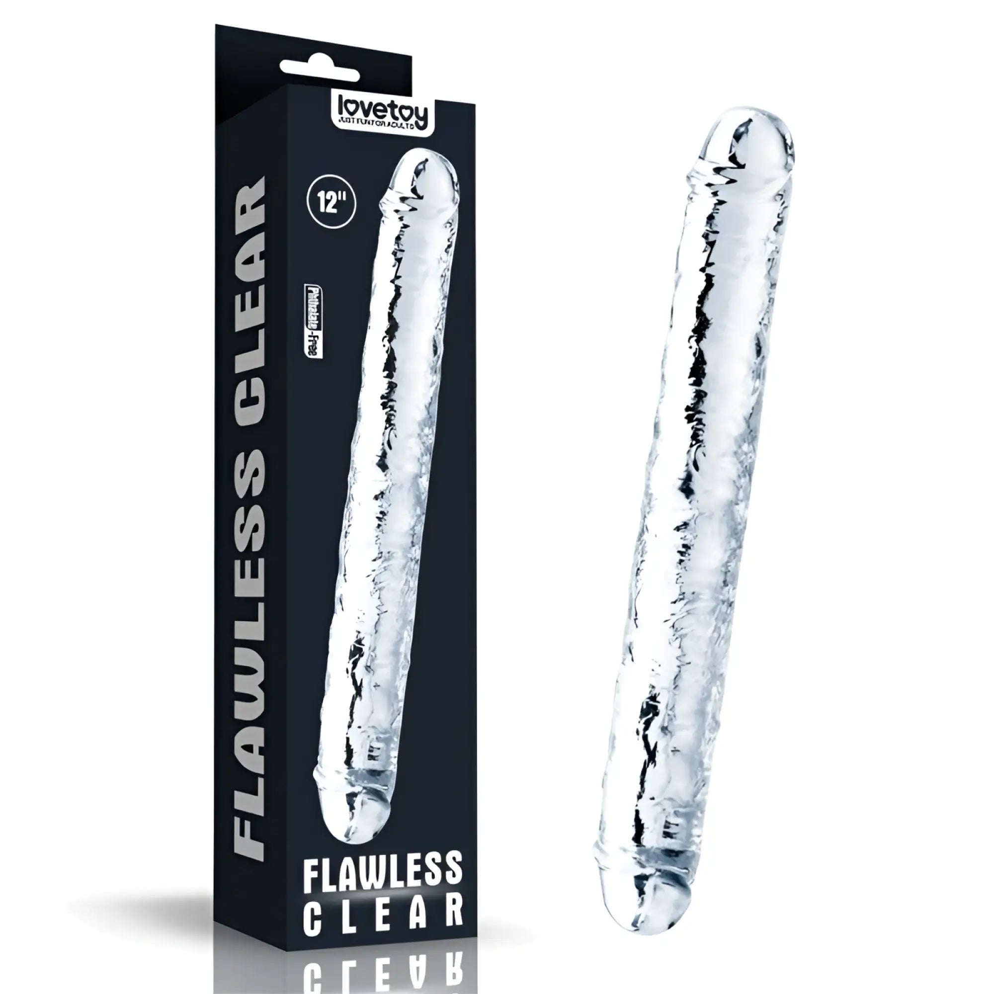 Lovetoy clear double dildo 12 inch transparent silicone flawless design for versatile intimate use