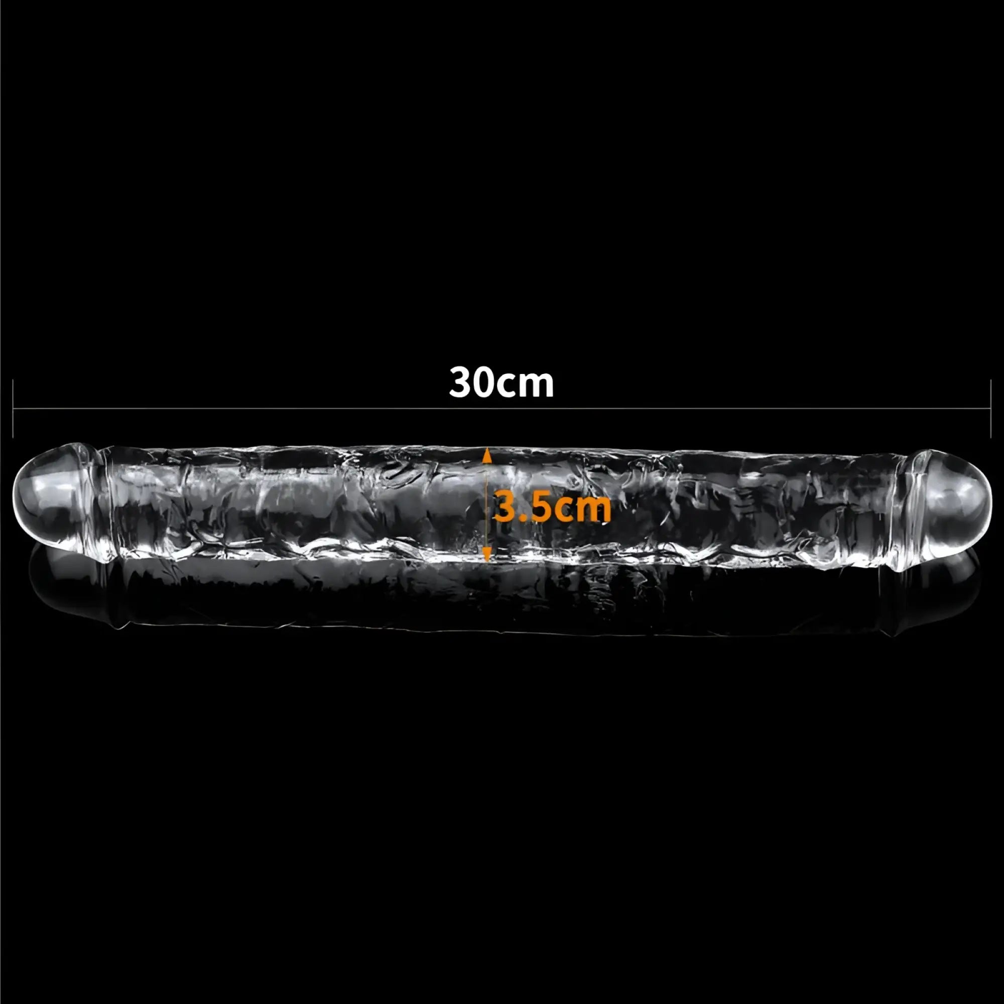 Lovetoy clear double dildo transparent glass with textured surface and rounded ends 30cm length