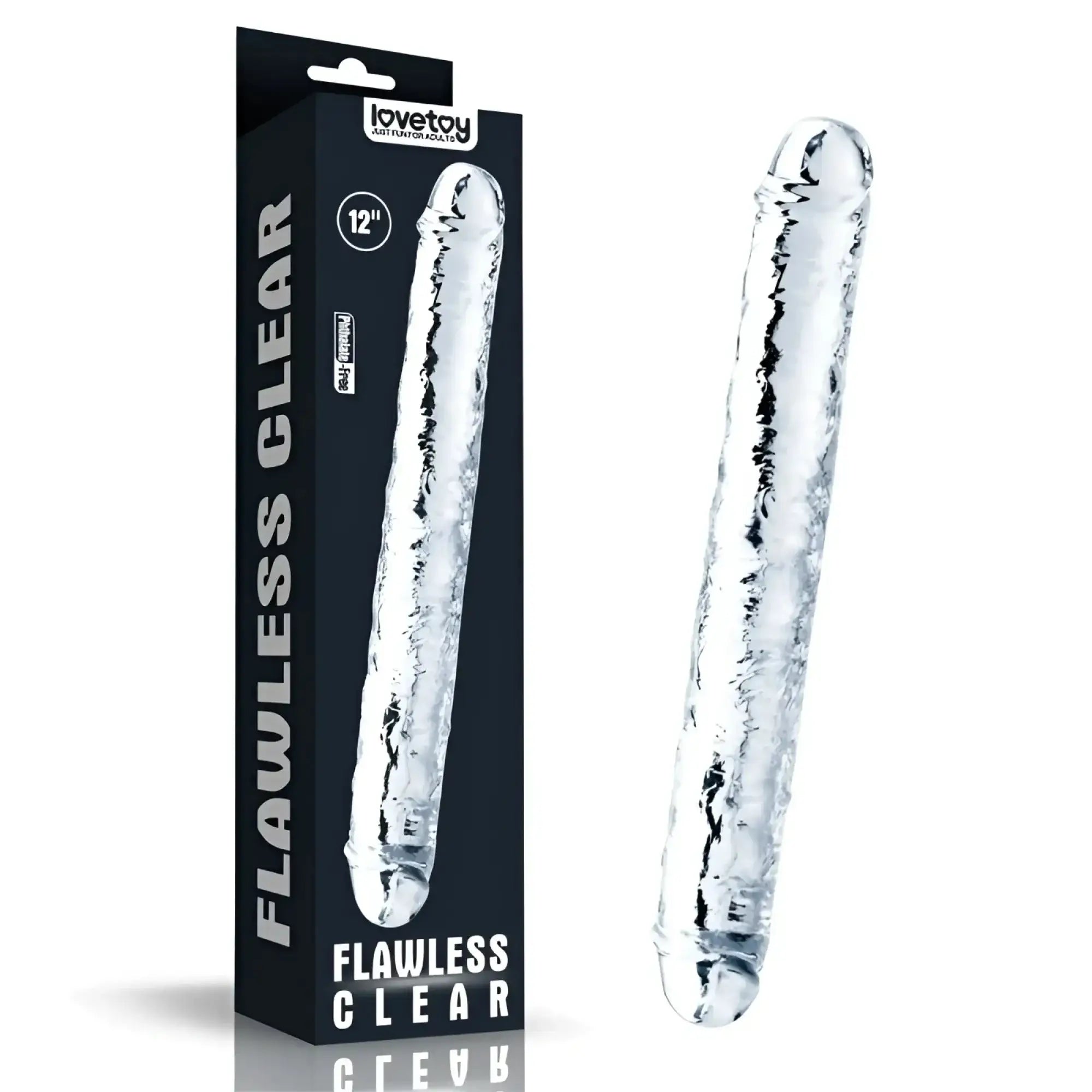 Lovetoy clear double dildo 12 inch transparent silicone flawless design for versatile intimate use