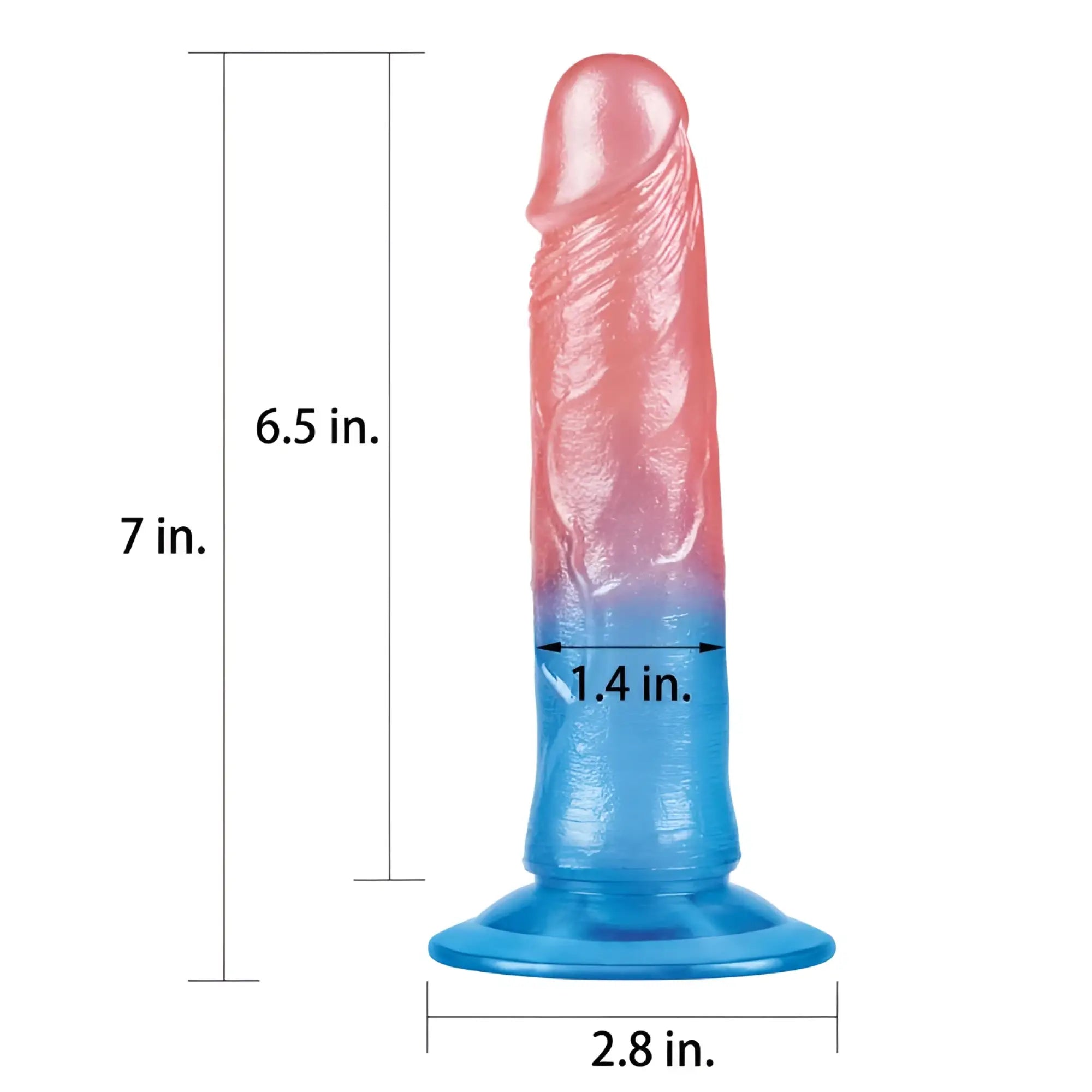 Lovetoy Dazzle Studs dildo 7in pink blue translucent silicone with textured realistic design for intimate use