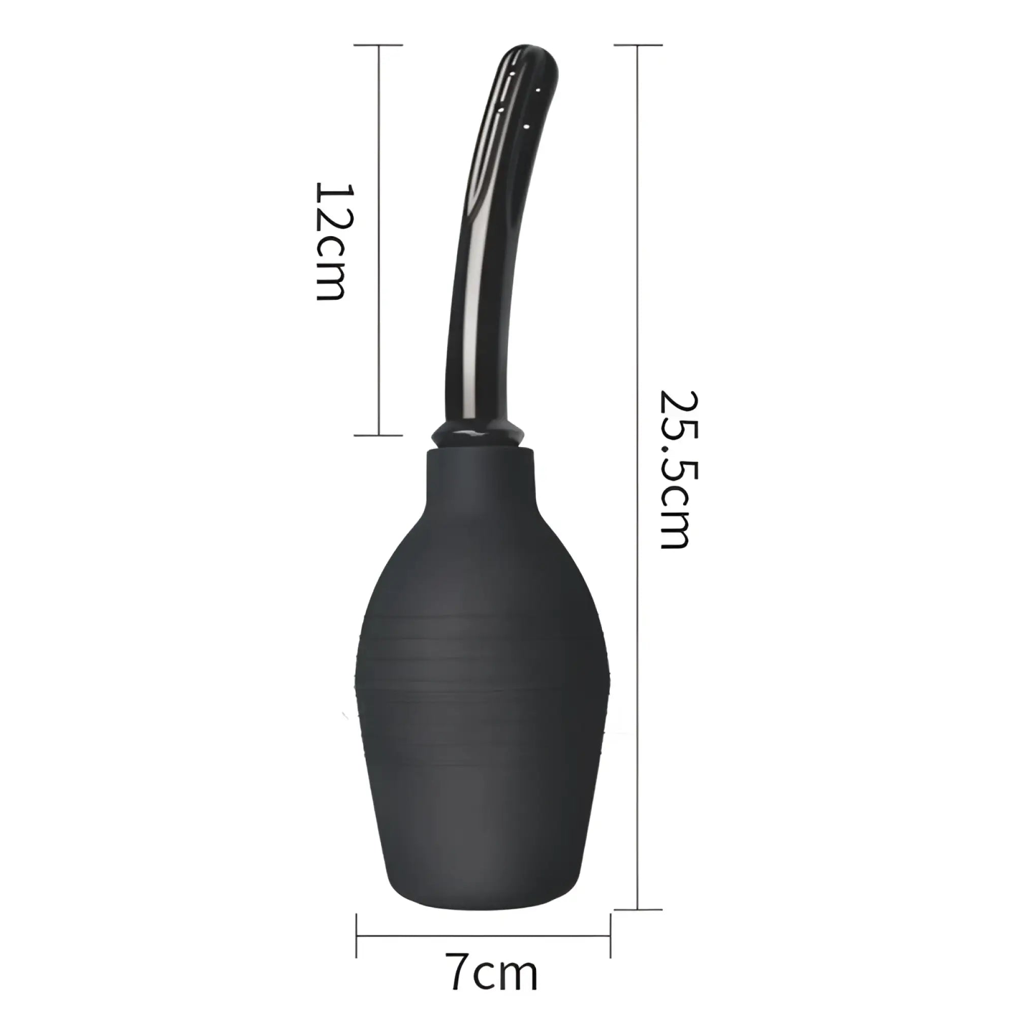 Black rubber bulb syringe with sleek curved nozzle for lovetoy deluxe douche 313ml use