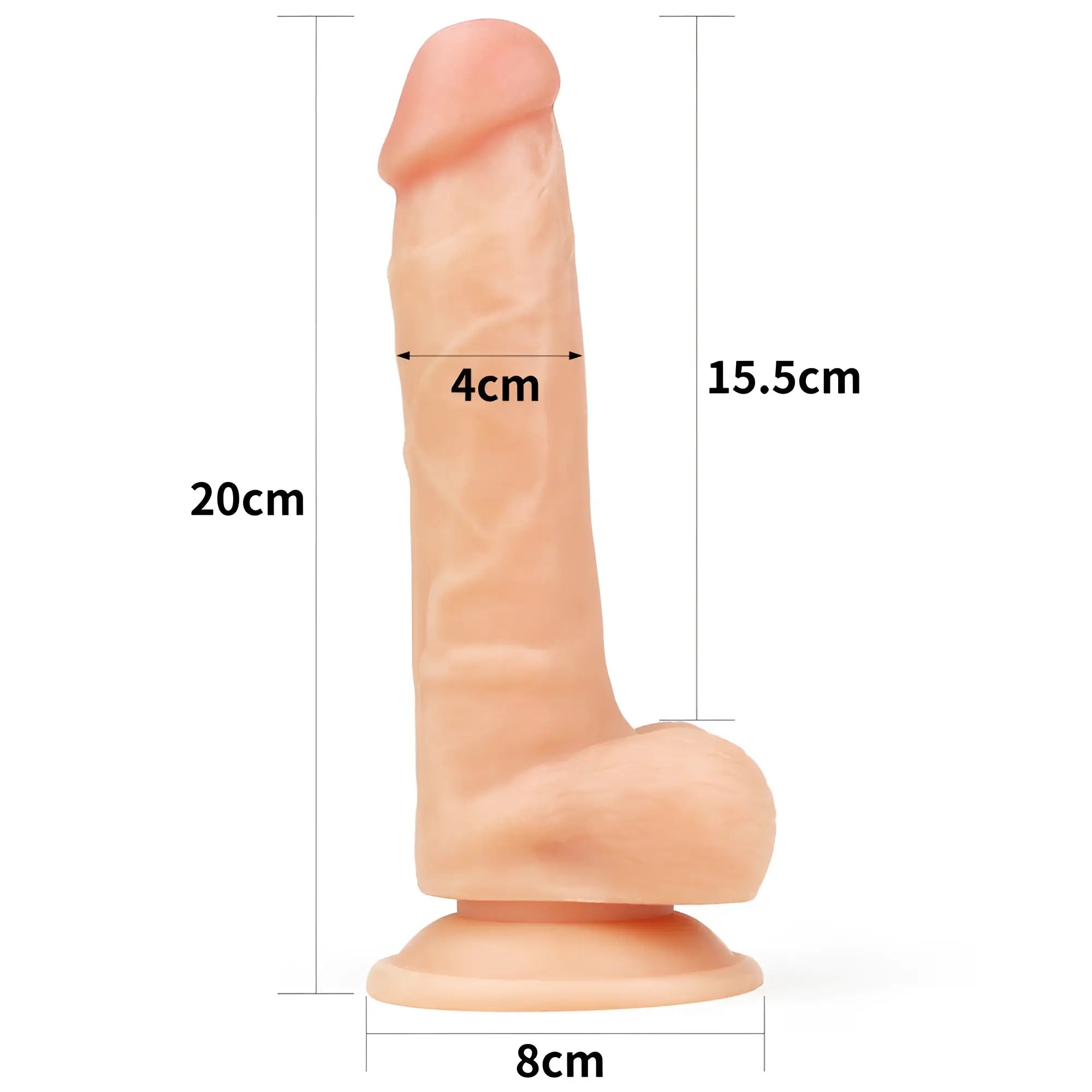 A peach-colored realistic silicone dildo with rounded base and detailed texture from lovetoy easy strap on set 7.5in