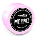 Pink cylindrical roll of lovetoy my first non-sticky bondage tape designed for safe and easy pleasure play