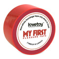 Red non-sticky bondage tape by Lovetoy labeled my first pleasure tape designed for beginners