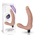 Lovetoy ijoy rechargeable strapless strap on with flesh-toned silicone body and black base for hands-free use