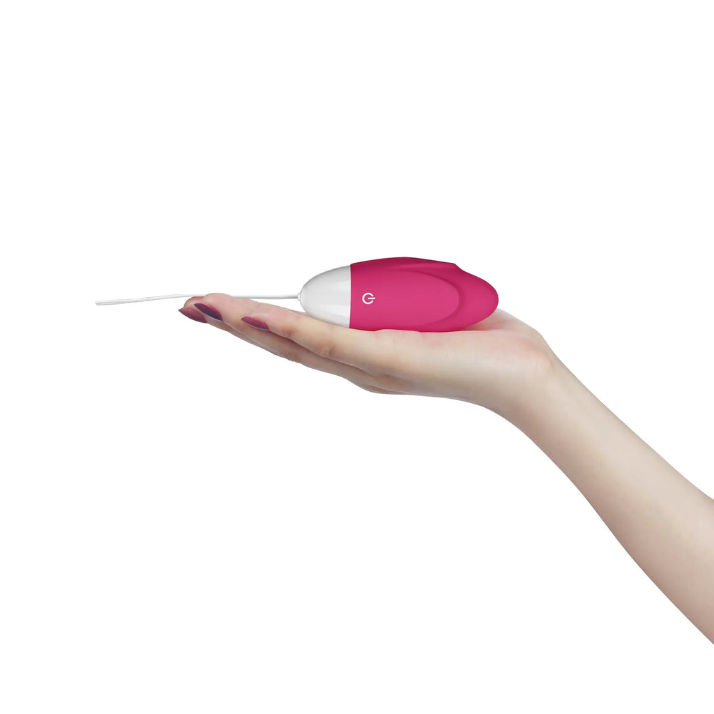 Lovetoy IJOY wireless remote control rechargeable egg vibrator in sleek two toned pink and white smooth plastic finish