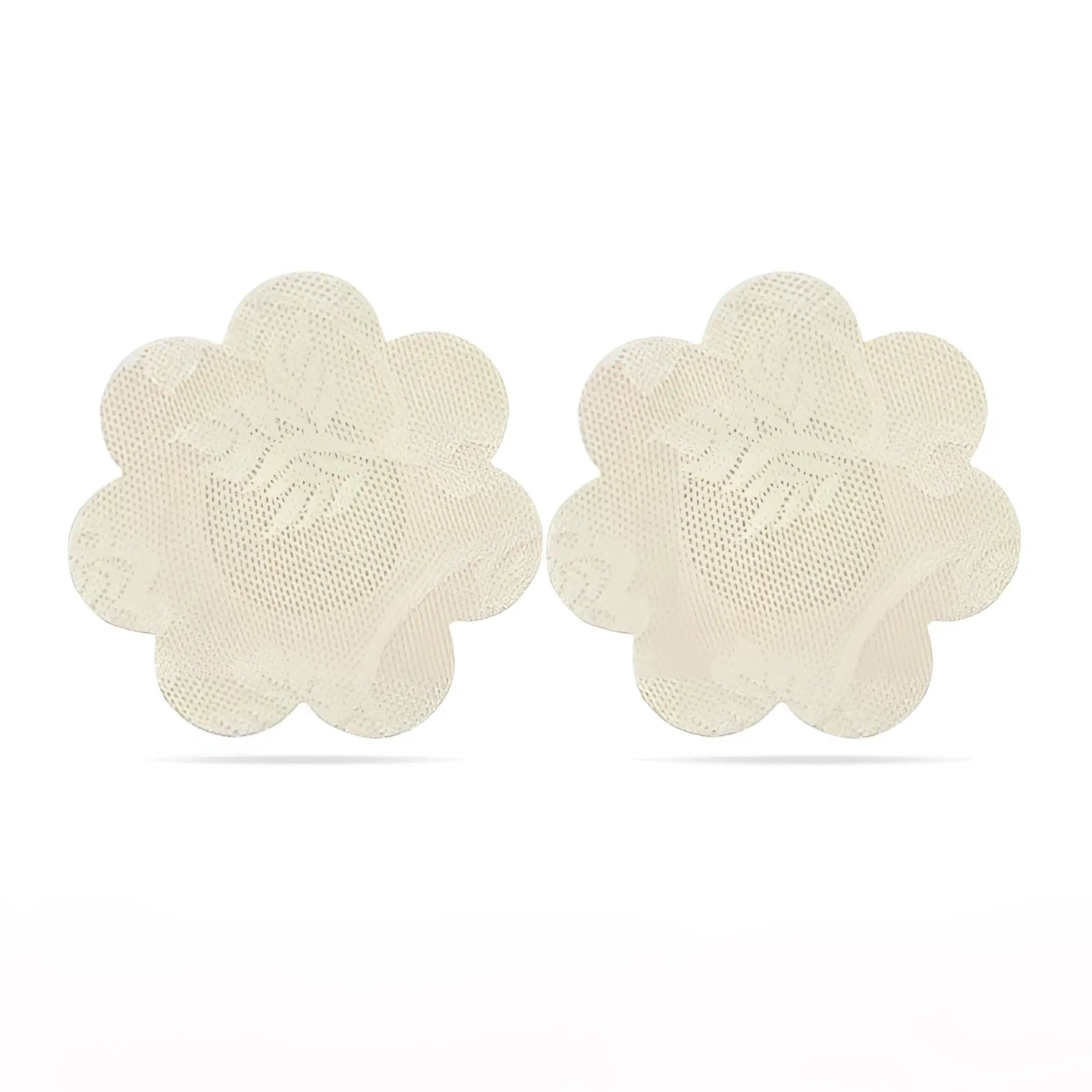 Cream-colored floral lace adhesive breast pads for nipple coverage by lovetoy in a twin pack