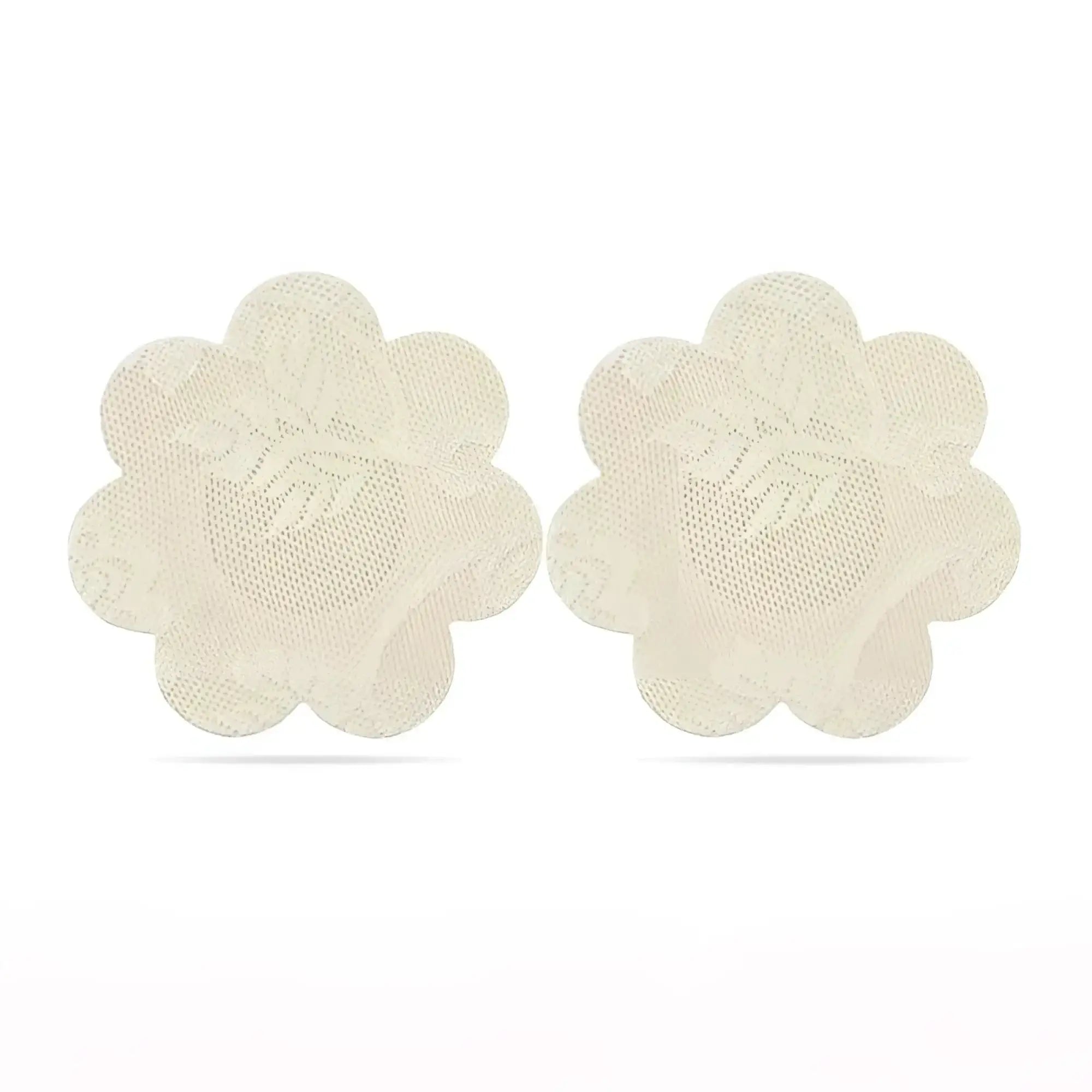 Cream-colored floral lace adhesive breast pads for nipple coverage by lovetoy in a twin pack
