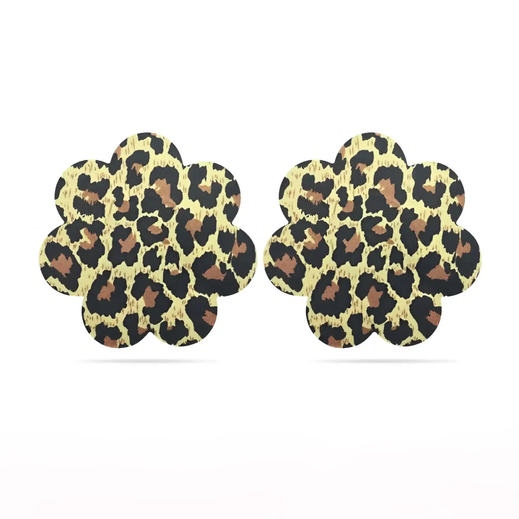 Lovetoy leopard sexy nipple pasties twin pk flower-shaped adhesive breast pads with leopard print design