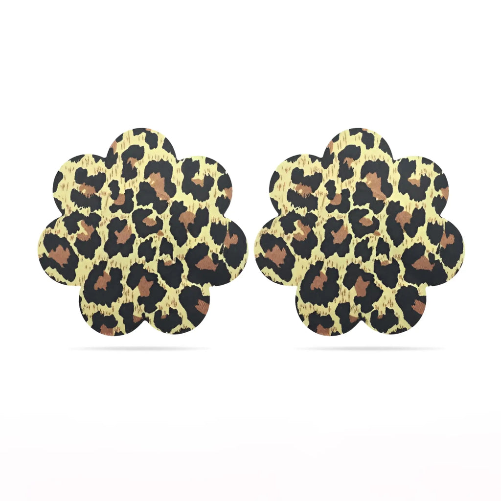 Lovetoy leopard sexy nipple pasties twin pk flower-shaped adhesive breast pads with leopard print design