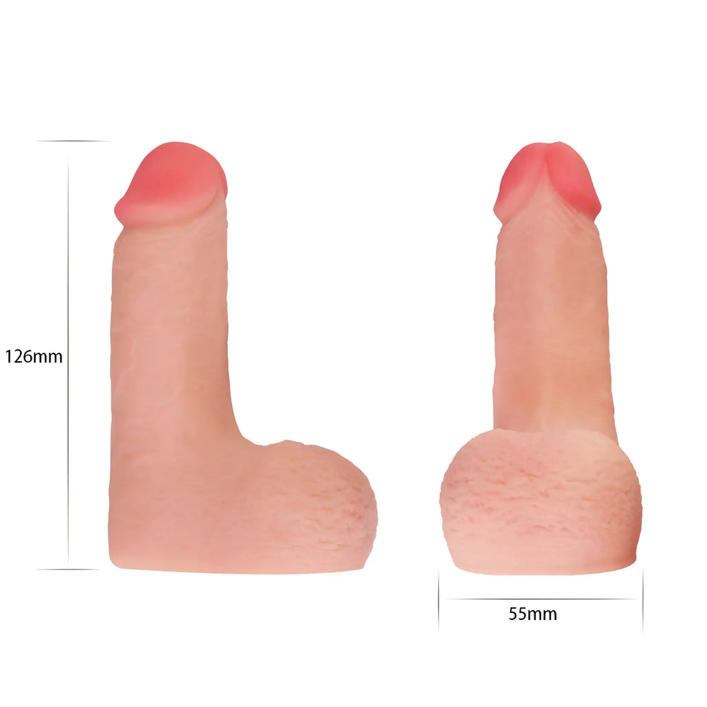 Pink silicone phallus-shaped Lovetoy Limpy Cock 5in packer toy 126mm tall and 55mm wide for realistic use