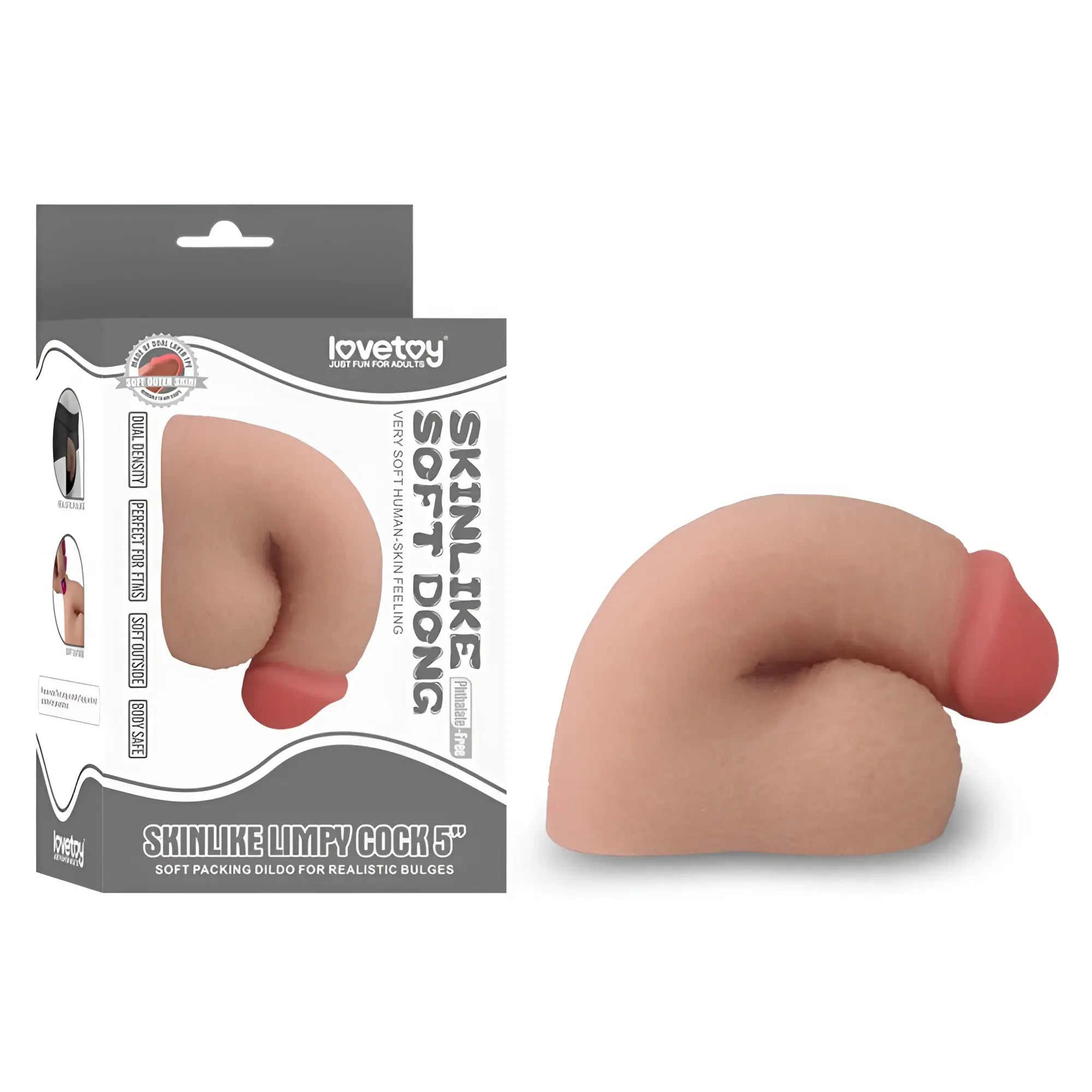 Skinlike limpy cock 5-inch dildo by Lovetoy with realistic skin texture soft pink silicone material