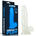 Lovetoy lumino play dildo 7.5 inch glow in the dark translucent white silicone with smooth glossy finish and realistic design