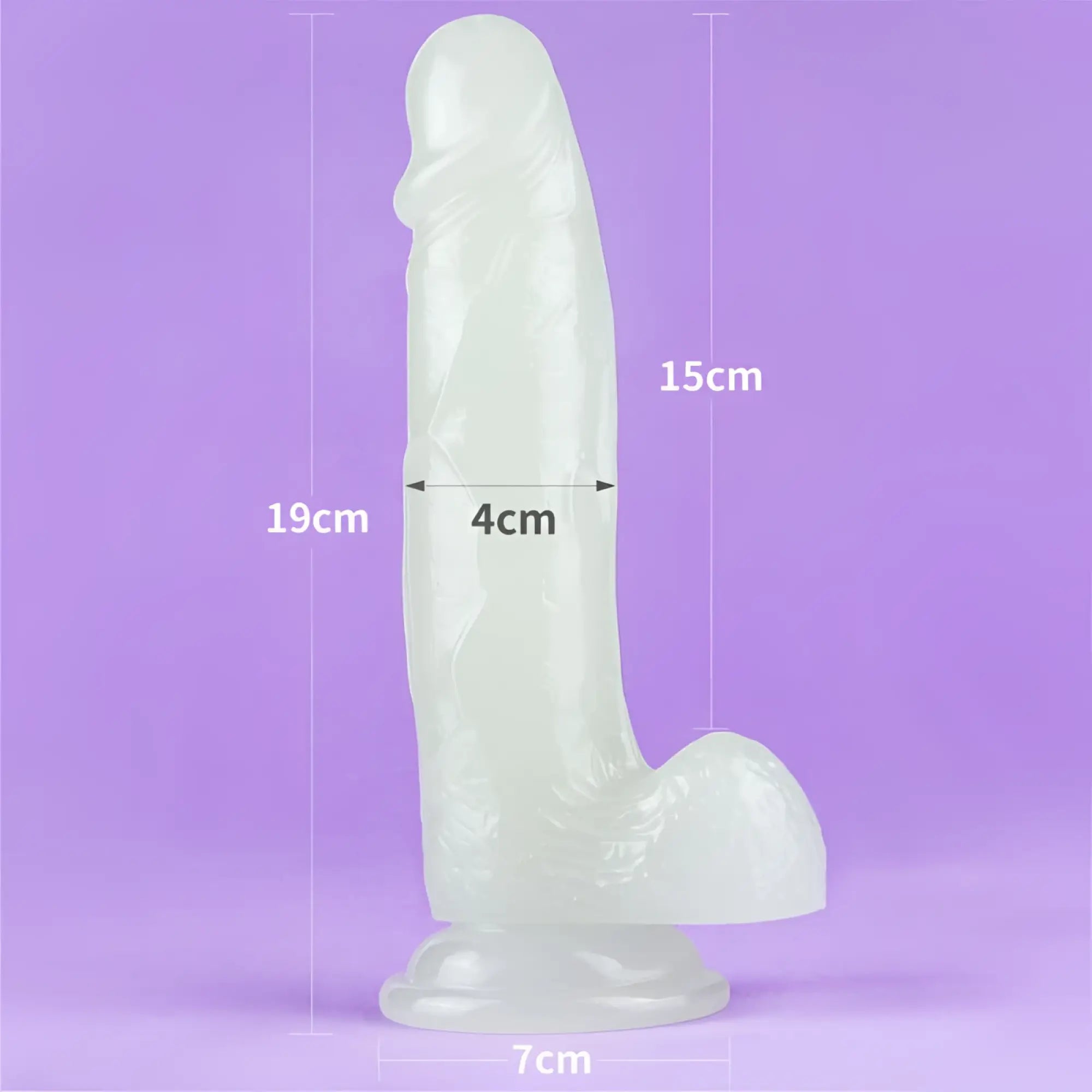 Lovetoy Lumino Play dildo is a 7.5in translucent white jade-like smooth polished sculpted adult toy