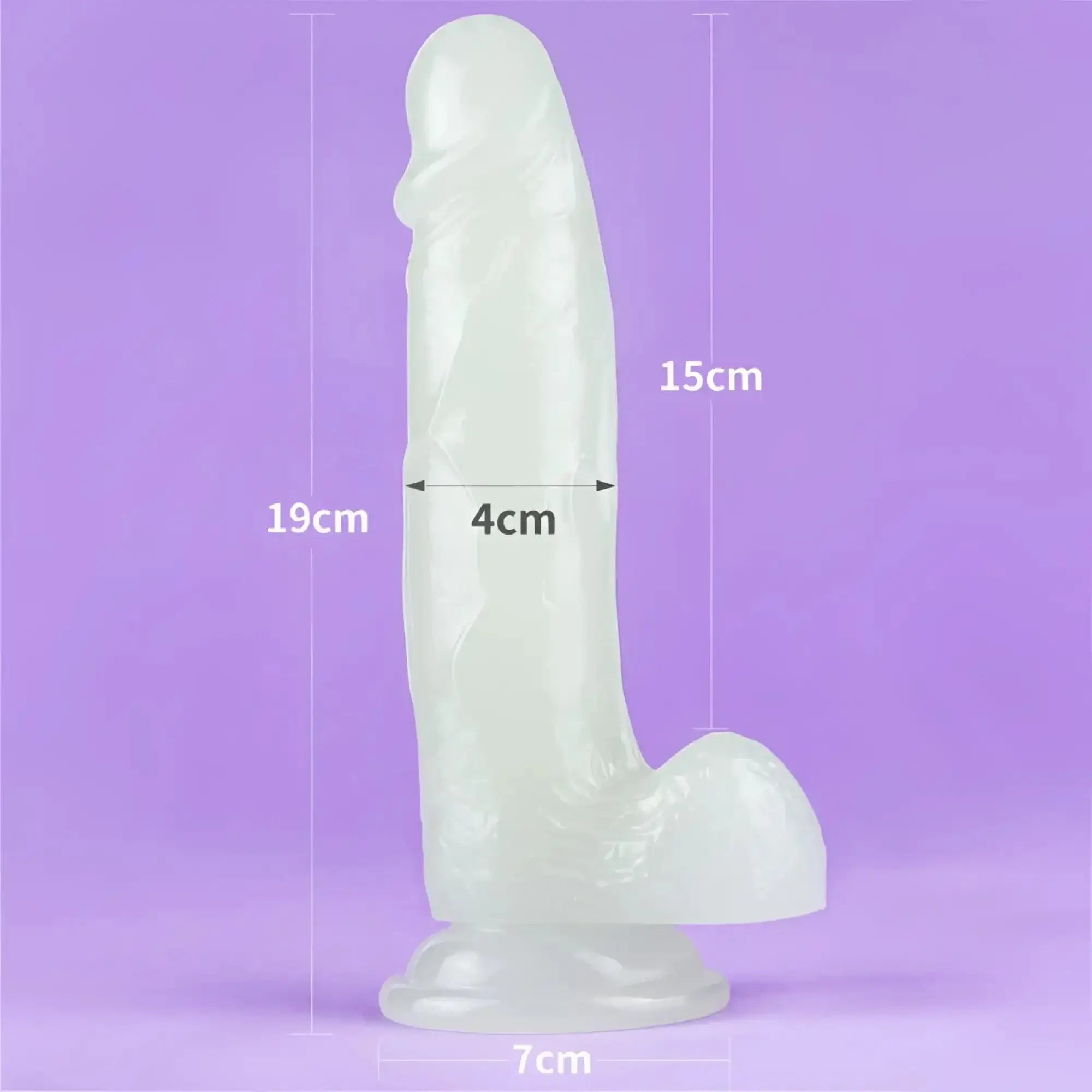 Lovetoy Lumino Play dildo is a 7.5in translucent white jade-like smooth polished sculpted adult toy