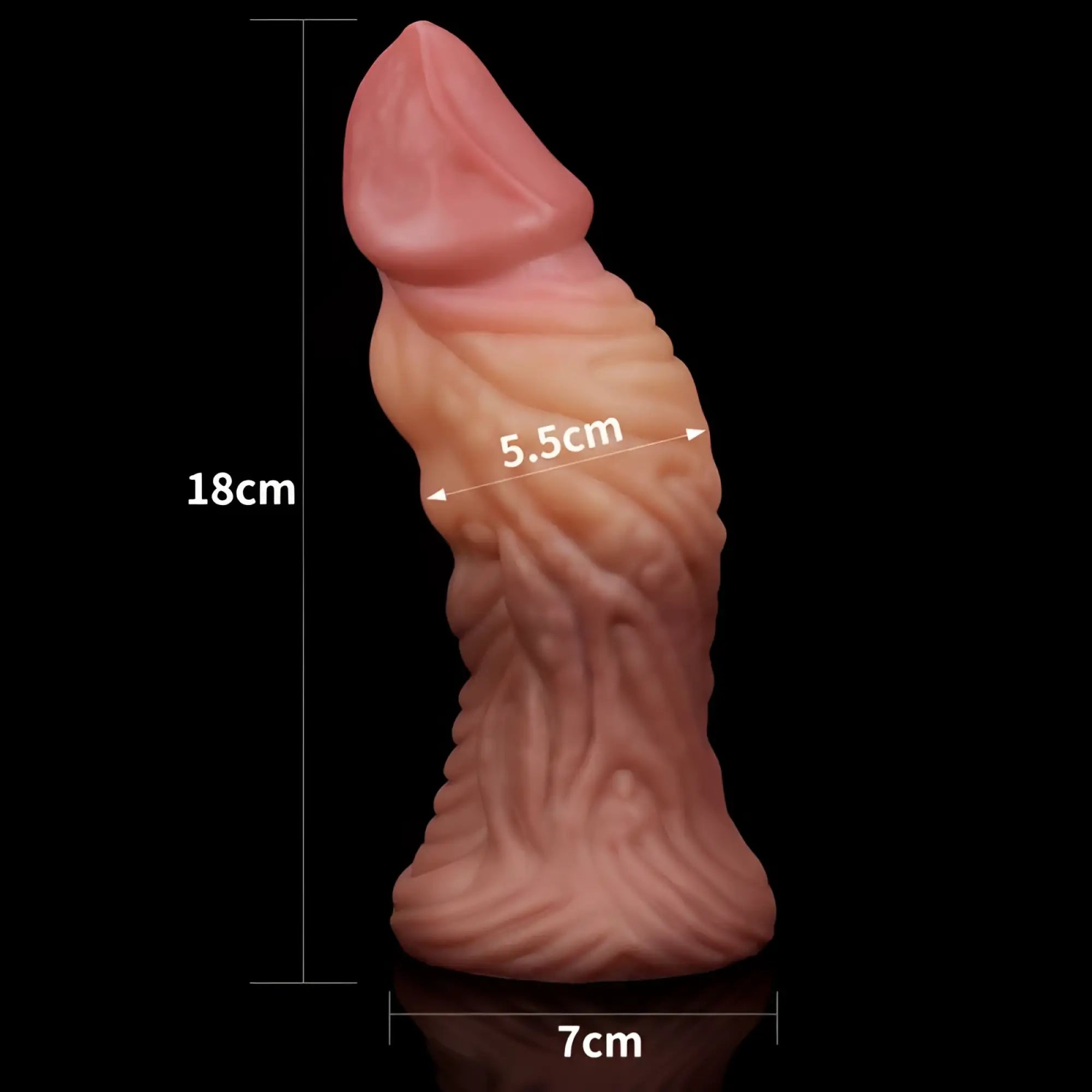 Pink 18cm lovetoy nature cock silicone dildo with textured surface and tapered base dual layer butt plug