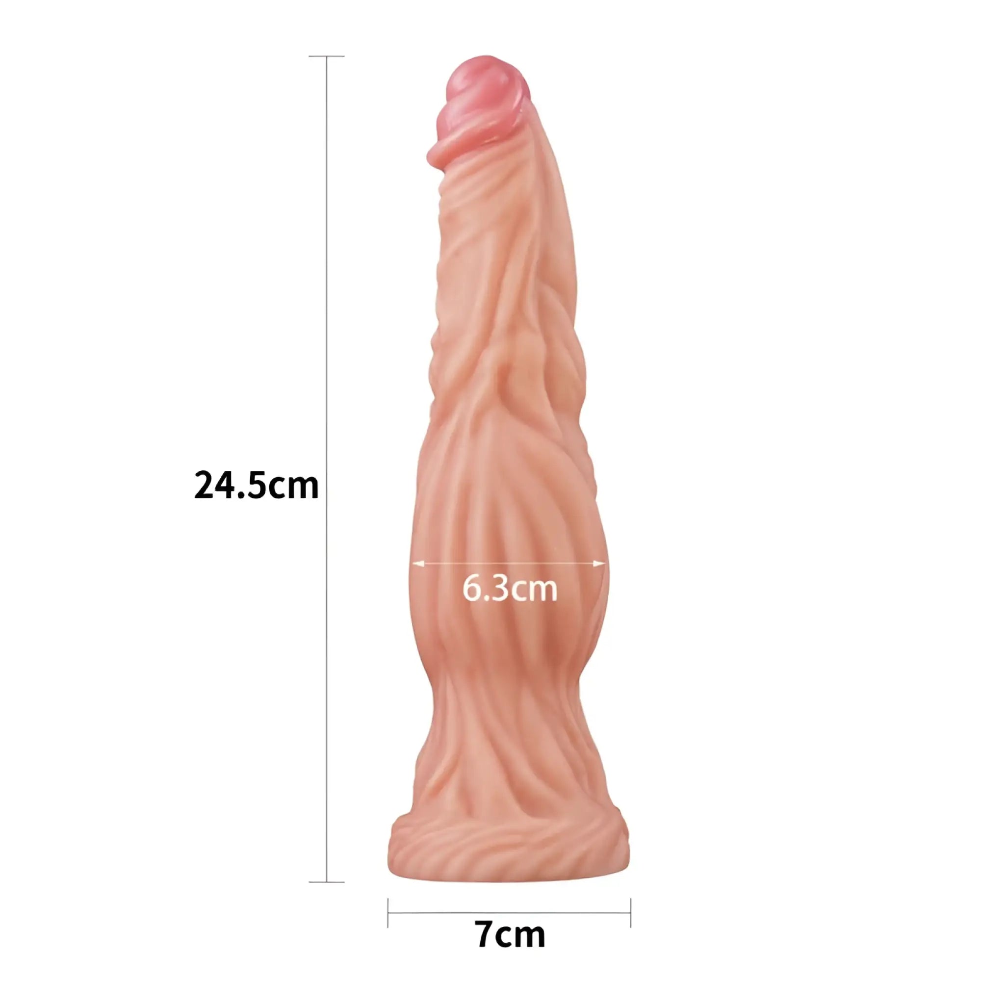 Pink silicone dual layer huge alien dildo with textured surface and tapered base by lovetoy nature cock 9.5in