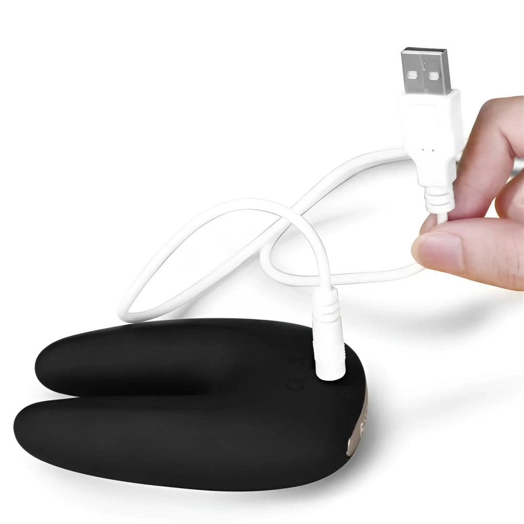 Black silicone dual-headed vibrator with usb charging cable lovetoy o sensual rapture dual motor clit massager vibrator