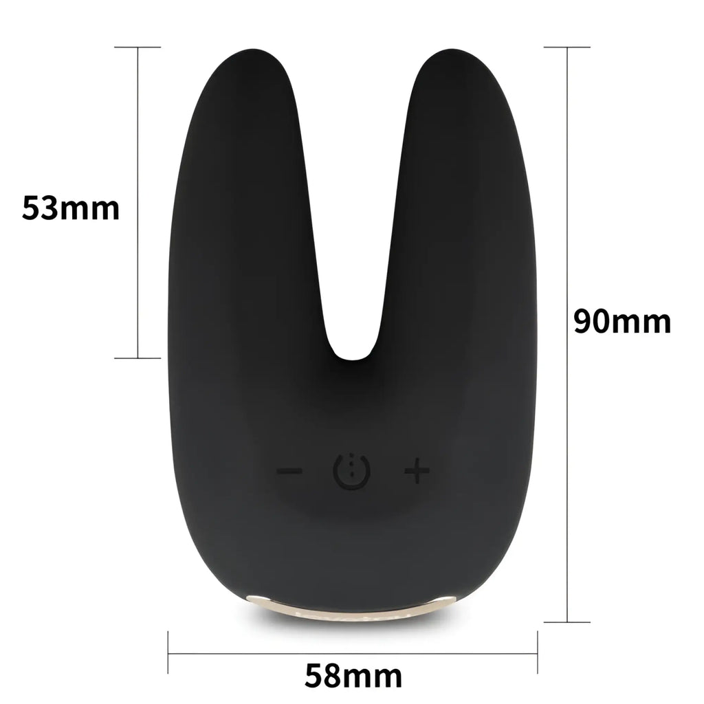 Black sleek u-shaped silicone clit massager vibrator with power and volume controls lovetoy o sensual rapture