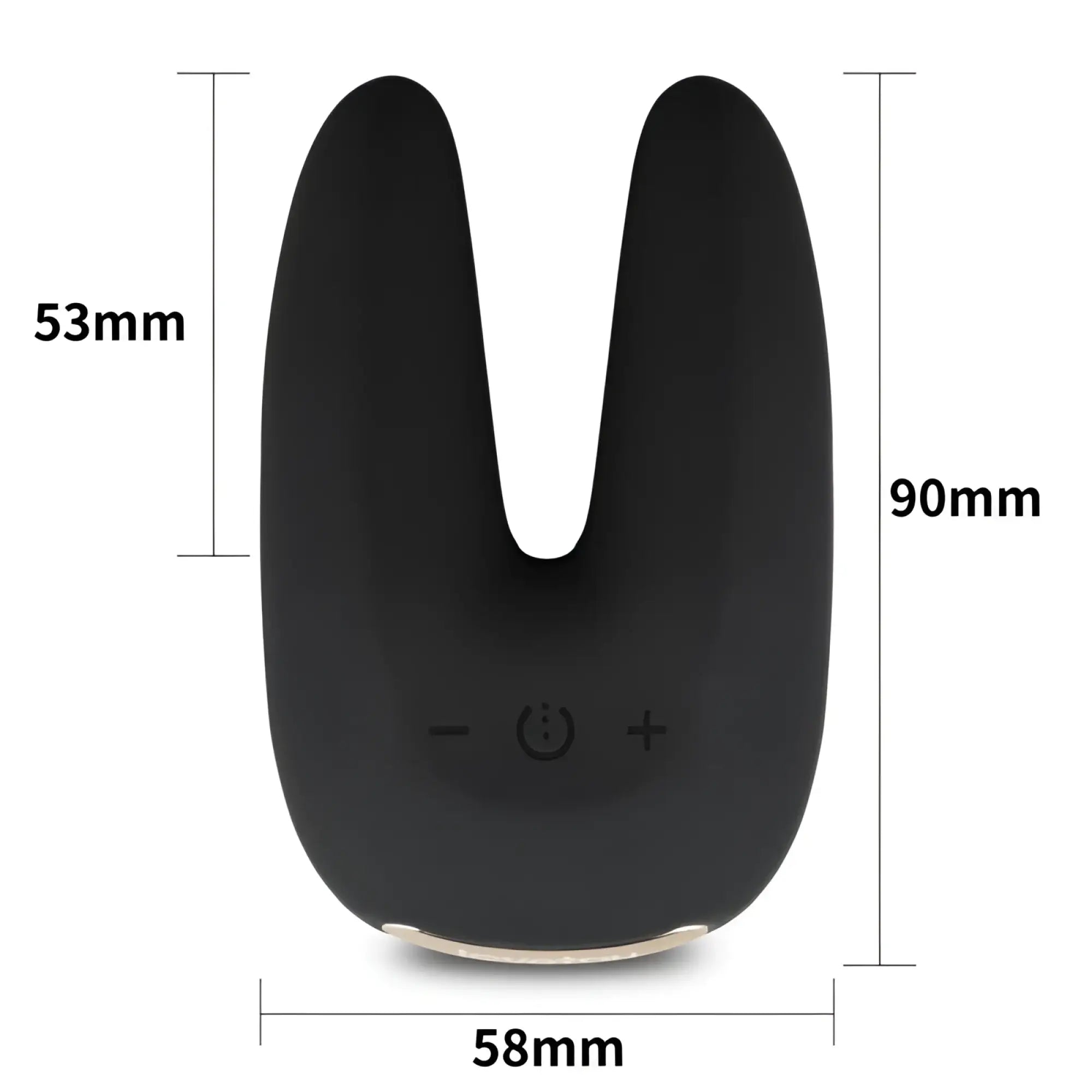 Black sleek u-shaped silicone clit massager vibrator with power and volume controls lovetoy o sensual rapture