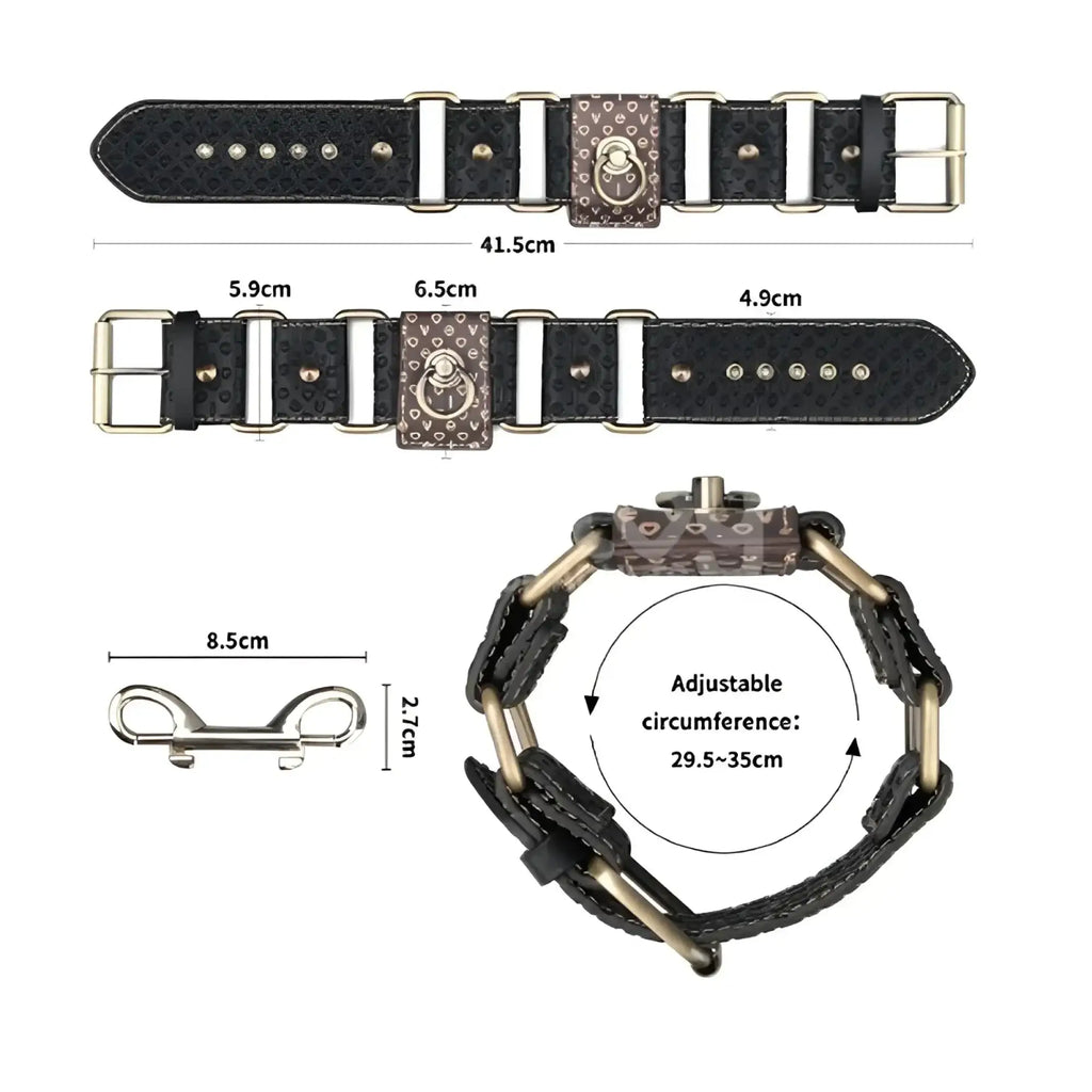 Lovetoy Rebellion Reign ankle cuffs black textured leather with brown patterned central buckle and silver metal d-ring.
