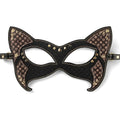 Lovetoy rebellion reign cat mask black cat-ear design with brown heart accents and gold studs for costume wear