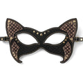 Lovetoy rebellion reign cat mask black cat-ear design with brown heart accents and gold studs for costume wear