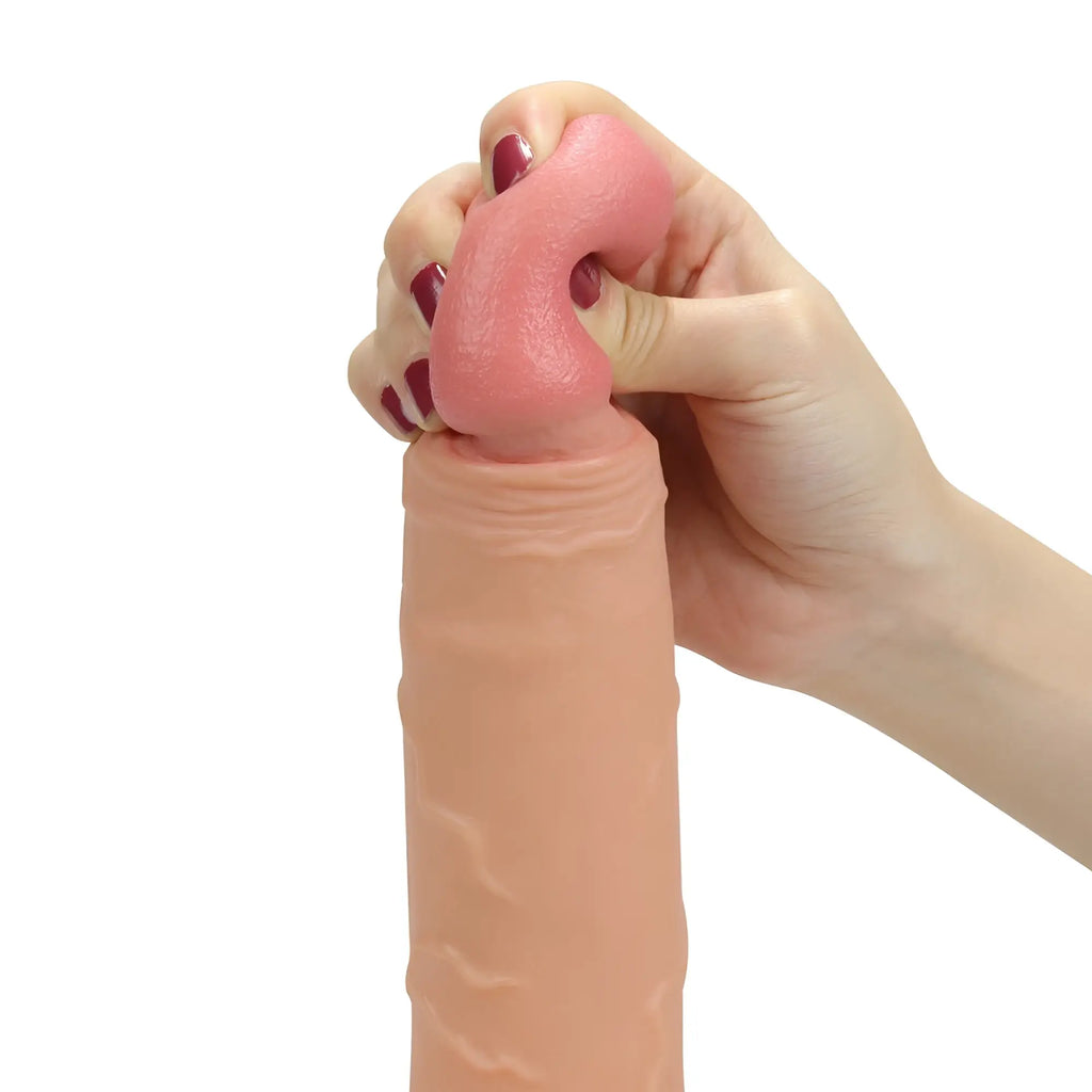 Pink silicone dildo with textured grip and realistic skin-like finish from lovetoy rodeo hollow strap on set 8.5in