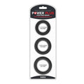 Lovetoy silicone 3 pc cock ring set black silicone rings in three sizes 1.2 1.45 and 1.6 inches in package