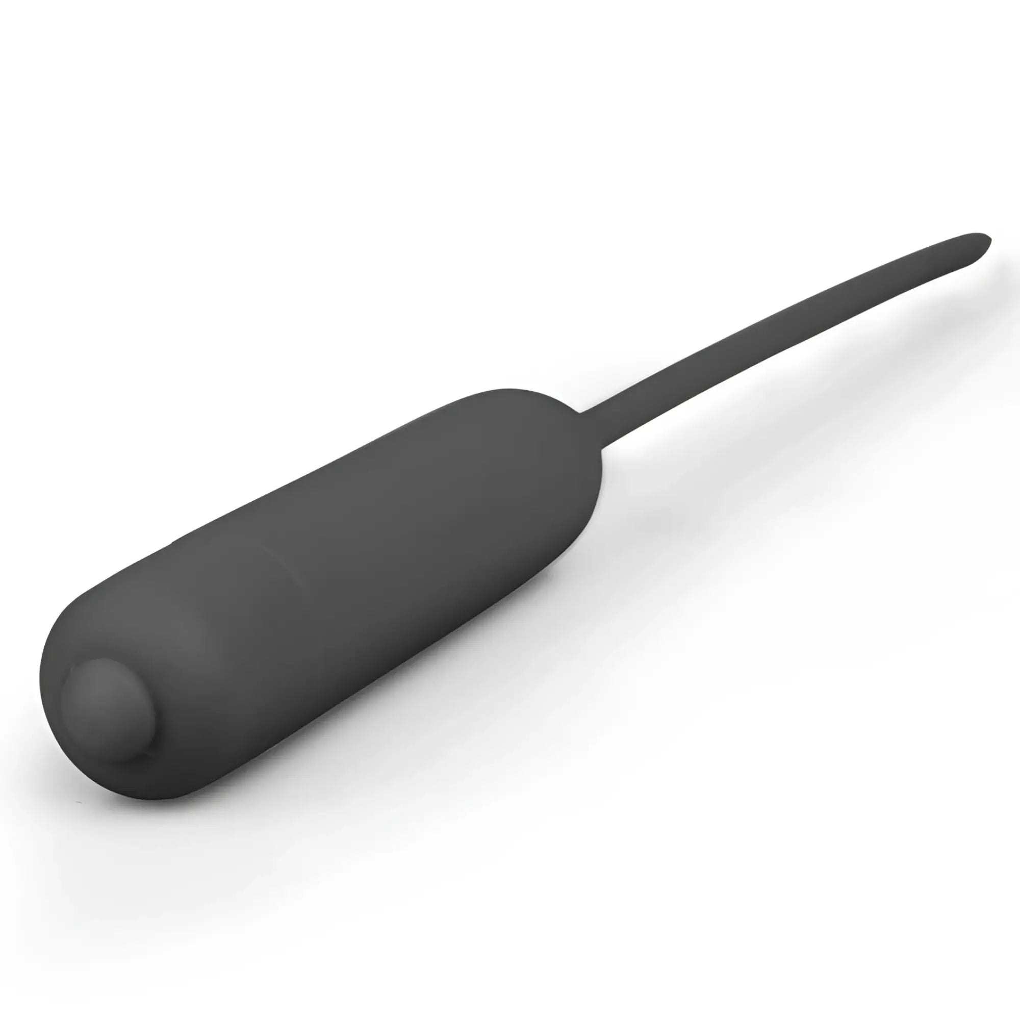 Black silicone vibrating wand with rounded head and slender shaft for Lovetoy silicone vibrating urethral dilator