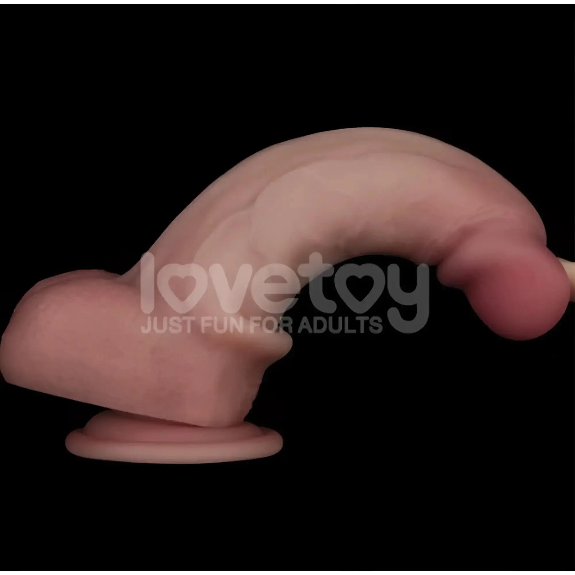 Pink silicone lovetoy sliding skin pro dual layer 8in dong with realistic texture and naturalistic design