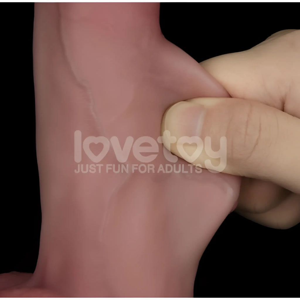 Pink silicone adult toy lovetoy sliding skin pro dual layer silicone dong with realistic skin texture and smooth surface