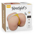 Beige silicone butt plug with yellow and white underwear design from lovetoy streetgirls automatic pulse series