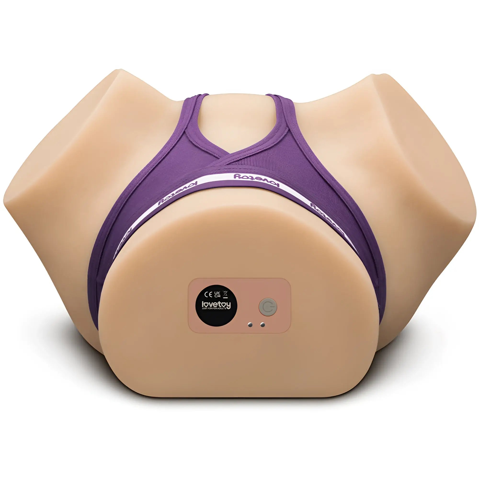 Purple and beige silicone lovetoy streetgirls dual motor automatic pulse pussy and ass susan with bra-like strap design