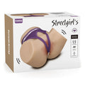 Lovetoy streetgirls dual motor automatic pulse pussy and ass susan in beige silicone with purple lingerie straps and pearl chain