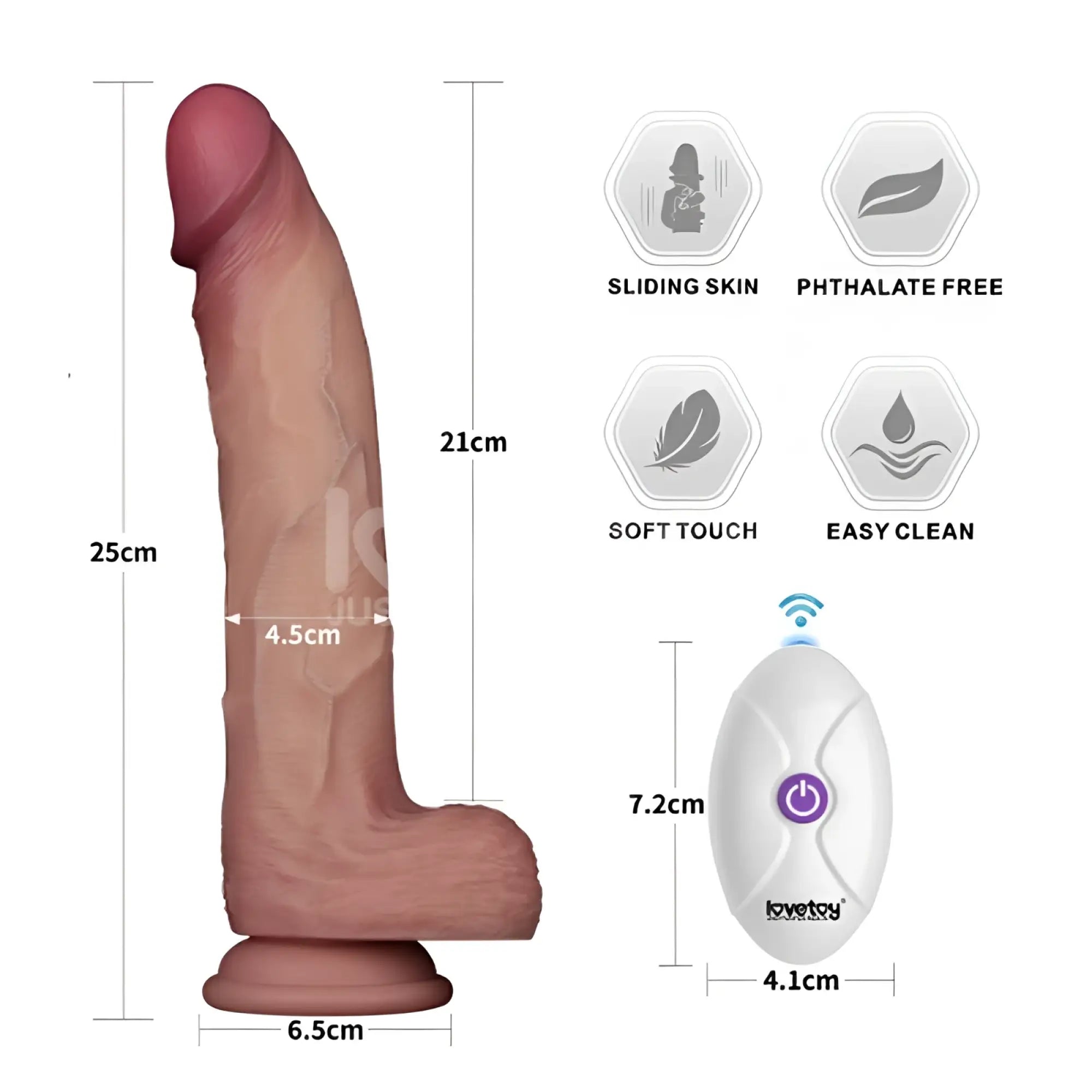 A 25cm realistic silicone phthalate-free adult toy with sliding skin and soft touch design lovetoy vibrating sliding skin pro ii