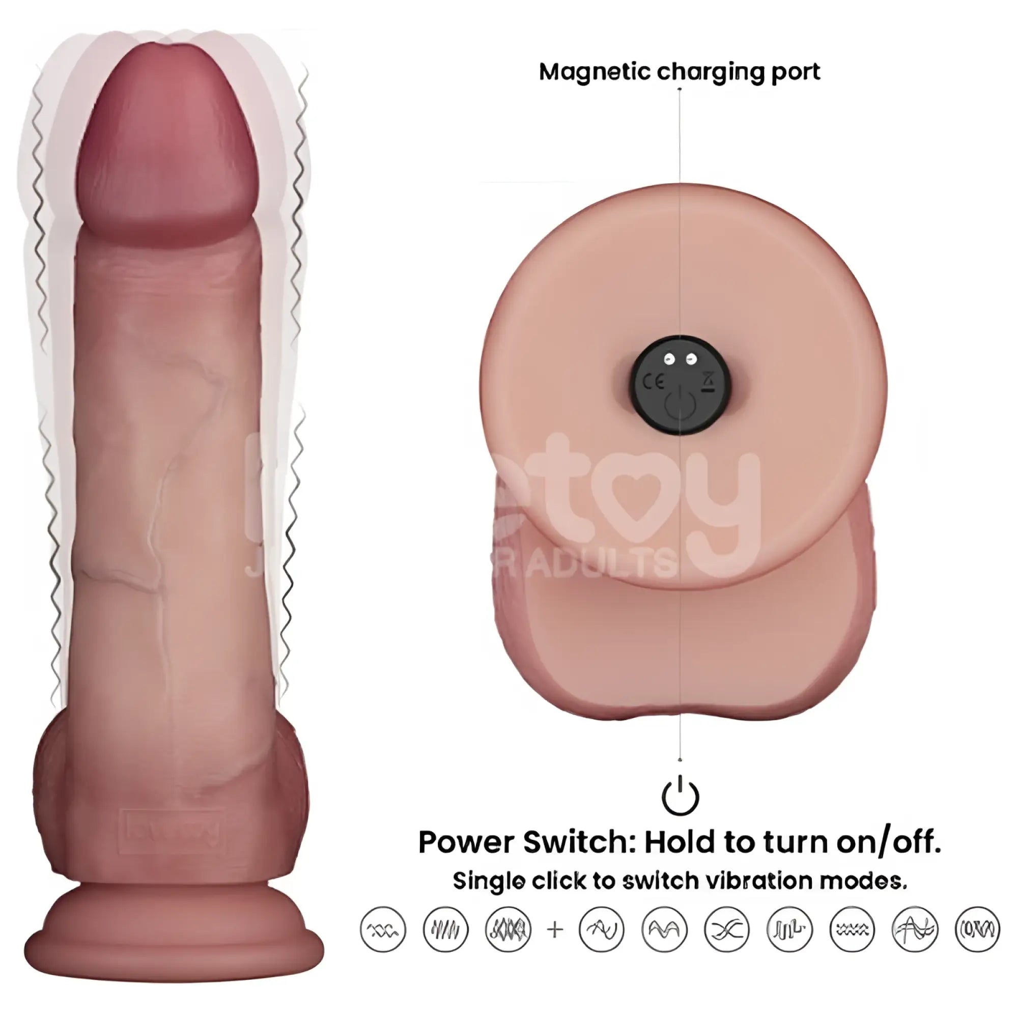 Pink silicone lovetoy vibrating sliding skin pro ii dong with magnetic charging port and power switch visible